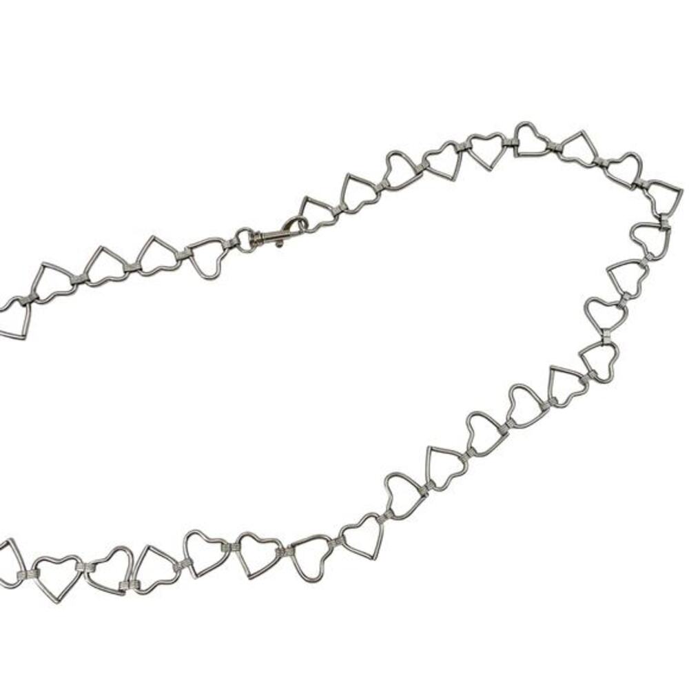 Y2K silver metal‎ hearts chain belt